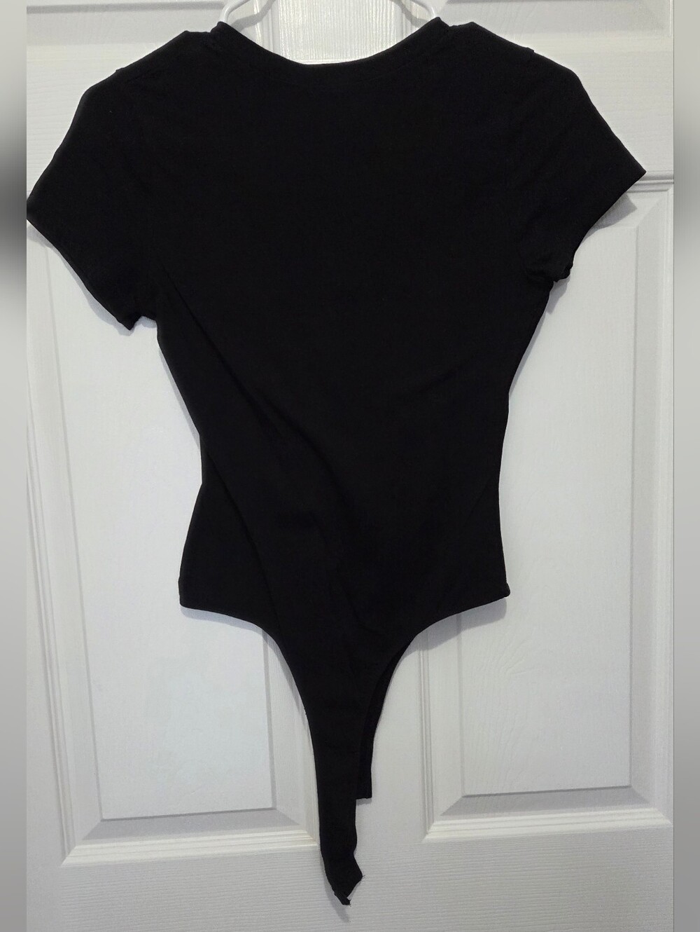 Bozzolo Black V-Neck Short Sleeve Cotton Blend Bodysuit Size Medium Minimalist - Picture 5 of 5